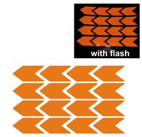 Chevron Orange Reflective Reflector Sticker Decal Decals Safety Arrow 16x High Quality 25x50 mm Sign With Flash Night PVC Vinyl Sport Motorbike Helmet Motorcycle Bike Racing Car Badge Door Window Tailgate Truck Trunk Side Rear Emblem Laptop Notebook Mac