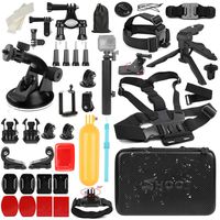 SHOOT 51in1 Accessories Kit with Foldable Stick for GoPro Hero 8 Hero 7 Black Silver White/6/5/4/3+/3/5S,OSMO Action(Waterproof Large Carrying Case,Chest Strap,Tripod)