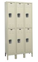 Hallowell U3588-2A-PT Premium Locker, 45" Width x 18" Depth x 78" Height, Double Tier, 3-Wide, Assembled, 729 Parchment
