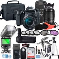 Canon EOS 77D DSLR Camera Bundle with Canon 18-135mm USM Lens & Sigma 70-300mm Lens + Deluxe Battery Grip + 32GB Memory + Canon Case + TTL Flash (Good Upto 180 Ft) + Microphone + Accessory Bundle