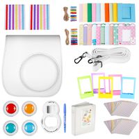 Neewer White 10-in-1 Accessories Kit for Fujifilm Instax Mini 9 8+ 8/8s: Camera Case/ Album/ Selfie Lens/ 4xColored Filter/ 5xTable Frame/ 20xWall Hanging Frame/ 40xBorder Sticker/ 2xCorner Sticker