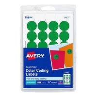 Avery Print/Write Self-Adhesive Removable Labels, 0.75 Inch Diameter, Green, 1008 per Pack (5463)