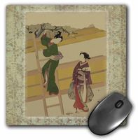 3dRose LLC 8 x 8 x 0.25 Inches Mouse Pad, Japanese Ladies on Vintage Oriental Background (mp_38119_1)