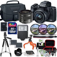 Canon EOS M50 Mirrorless Digital Camera (Black) with 15-45mm STM Lens Kit with Premium Accessory Bundle