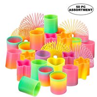Rainbow Spring Toy Assortment - (Pack of 50) Mini Plastic Coil Spring Toy | Bright Colors and Shapes, Goody Bag Filler, Party Prizes and Stocking Stuffers for Kids by Bedwina