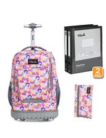 Tilami Rolling Backpack 18 inch Binder and Pencil Case Laptop Backpack, Unicorn