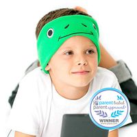 CozyPhones Kids Headphones Volume Limited with Ultra-Thin Speakers Soft Fleece Headband - Perfect Children's Earphones for Home and Travel - Green Froggy