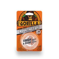 Gorilla Tough & Clear Double Sided Mounting Tape, 1" x 60", Clear, (Pack of 1)
