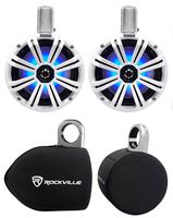 2 KICKER 45KMTC8W 8" 600w Marine Wakeboard Tower Speakers w/LED's+Covers KMTC8