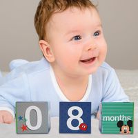Disney Baby Boys Mickey Mouse Monthly Milestone Photo Sharing Age Blocks, Age 0-24M, 3 Blocks Gift Set