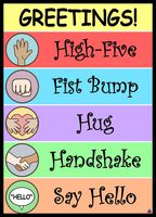 Greetings Poster- Laminated, Size 14x19.5 in.- Classroom Decorations, Pediatrician Doctors Office Poster, Back to School Supplies, Teacher Supplies for Preschool, Kindergarten, Elementary (Greetings)