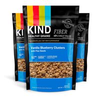 KIND Healthy Grains Clusters, Vanilla Blueberry with Flax Seeds Granola, 10g Protein, Gluten Free, 11 Ounce Bags, 3 Count