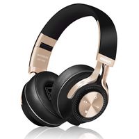 Bluetooth Headphones, Riwbox XBT-880 Wireless Bluetooth Headphones Over Ear with Microphone and Volume Control Wireless and Wired Foldable Headset for iPhone/iPad/PC/Cell Phones/TV (Black&Gold)