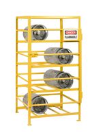 Little Giant GSC-3648-70 Industrial Gas Cylinder Cage, 12 Cylinders Capacity, 70" Height x 48" Width x 36" Depth, Yellow