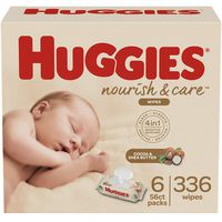 Huggies Nourish & Care Baby Wipes, Sensitive Skincare, Scented, 6 Flip-Top Packs, 56 Count (336 Wipes Total)