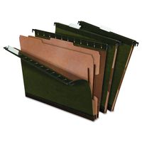 Pendaflex 59254 SureHook Reinforced Hanging Folder, 2 Dividers, Letter, 1/5 Tab, Green (Box of 10)