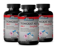 Sex and Well Being - TONGKAT ALI Root Extract 400 Mg 200 : 1 - Longjack Root - 3 Bottles 180 Capsules