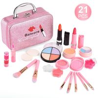 balnore 21 Pcs Washable Makeup Toy Set, Safe & Non-Toxic,Real Cosmetic Beauty Set for Kids Play Game Halloween Christmas Birthday Party