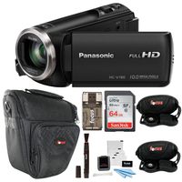 Panasonic HC-V180K Full HD 1080p Camcorder + Sony 64GB Memory Card + Medium Case + Focus HDMI to Micro HDMI cable (6 FT) + Table Tripod + Wrist Grip Strap + 5 Piece Digital Camera Accessory Kit