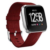 Smasy Replacement Bands Compatible with Fitbit Versa/Versa 2/Versa Lite Edition, Women Men Soft Fabric Adjustable Wristbands for Fitbit Versa Smart Watch (Carmine)