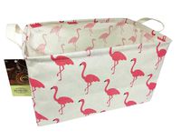 HUNRUNG Rectangle Storage Basket Cute Canvas Organizer Bin for Pet/Kids Toys, Books, Clothes Perfect for Kid Rooms/Playroom/Shelves (Flamingo)