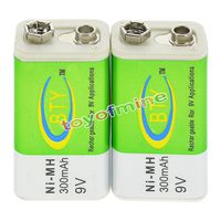 2x 9V 9 Volt 300mAh BTY Green Ni-Mh Rechargeable Battery