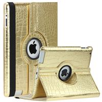 SAVEICON (TM 360 Degrees Rotating Crocodile Skin PU Leather Case Smart Cover with Stand and Sleep/Wake Function for Apple iPad 4 with Retina Display, iPad 3, iPad 2 (Gold)