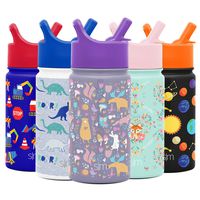 Simple Modern 14oz Summit Kids Water Bottle Thermos with Straw Lid - Dishwasher Safe Vacuum Insulated Double Wall Tumbler Travel Cup 18/8 Stainless Steel -Woodland Friends