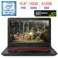Asus TUF Gaming FX504 15.6-inch FHD(1920x1080) IPS Laptop PC, 8th Gen Intel Core i5-8300H (Up to 3.9GHz), GeForce GTX 1050, 16GB DDR4, 512GB SSD Red Backlit Keyboard, Bluetooth, Windows 10