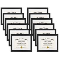 Americanflat 12 Pack 11x14 Black Diploma Frames | Displays 8.5x11 Diplomas with Mat or 11x14 Inch Without Mat. Shatter-Resistant Glass. Hanging Hardware Included!