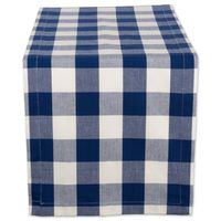 DII Cotton Buffalo Check Table Runner for Family Dinners or Gatherings, Indoor or Outdoor Parties, & Everyday Use (14x108",  Seats 8-10 People), Navy & Cream