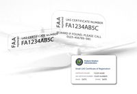 Drone Label for FAA UAS Registration Number, Ultra-Thin Glass, Including FAA ID Card