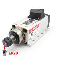 2.2KW Square Air Cooled Spindle Motor ER20 220V 400HZ 24000RPM 4 Bearing for CNC Router Engraving Machine Milling Grinding Cutting 2200W Air-Cooling Type