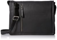 Visconti Foster 13.3" Inch Distressed Oiled Leather Laptop Messenger Bag, Black