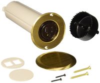 Round, Nonmetallic Drop-in Floor Box Kit, Includes Flange, Cover, Single 15A TR Device and Hole Saw, Brass