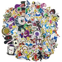 Alice in Wonderland Water Bottle Stickers, Cute Cartoon Girl Teen Kids Laptop Travel Case Computer Wall Skateboard Motorcycle Phone Bicycle Luggage Guitar Bike Stickers Decal