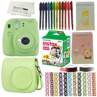 Fujifilm Instax Mini 9 Camera Bundle. Mini 9 Instant Camera + Case + Fujifilm Instax Mini 9 Films (20)+ 10 Colored Pens +2 Mini Photo Albums +13 Rolls Decorative Ribbons (Green)