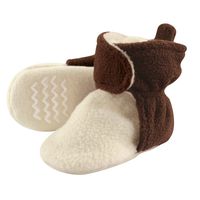 Hudson Baby Unisex Baby Cozy Fleece Booties, Brown Cream, 2 Toddler