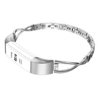 Wearlizer Compatible for with Fitbit Alta Bands Small Silver Rose Gold Fitbit Alta hr Women Metal Replacement Bands Accessories Straps Bracelet Bangle Wrist Bands Silver