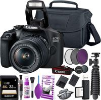 Canon EOS 2000D / Rebel T7 DSLR Camera and EF-S 18-55 mm f/3.5-5.6 is II Lens + 32GB Memory Card + Camera Bag + Cleaning Kit + Table Tripod + Filters - International Model