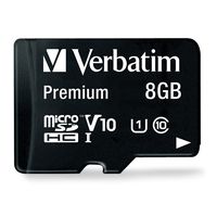 Verbatim 8GB Premium microSDHC Memory Card with Adapter, UHS-I V10 U1 Class 10