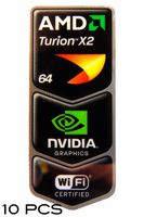 10 Pieces of Original AMD Turion X2 64 NVIDIA WiFi Certified Sticker 18 x 43.5 [320x10]