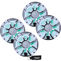 Wet Sounds - Two Pairs of REVO 6-XSW-SS White XS/Stainless Overlay Grill 6.5 Inch Marine LED Coaxial Speakers