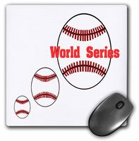 3dRose LLC 8 x 8 x 0.25 Inches Mouse Pad,"World Series" on Baseball (mp_44819_1)