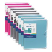DocIt 8 Pocket Folders, Multi Pocket Folder Perfect for School, Office and Project Organization, Expanding Folder Holds 200 Letter Size Papers, 8-Pack, Assorted Colors (00908)