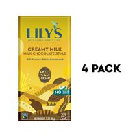 Creamy Milk Chocolate Bar by Lily's Sweets | Stevia Sweetened, No Added Sugar, Low-Carb, Keto Friendly | 40% Cacao | Fair Trade, Gluten-Free & Non-GMO | 3 ounce, 4-Pack