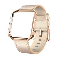 SWEES Leather Bands Compatible with Blaze Smart Watch, Genuine Leather Replacement Band with Metal Frame Small & Large for Women Men, Champagne Gold, Rose Gold, Black, Brown, White, Grey, Beige