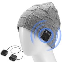 LNKK Bluetooth Beanie Hat, Superior Wireless Music Beanie Hat Washable Knit Cap with Headphone Headset Earphone Audio HandFree Calling for Running Exercise Gym Sports Fitness, Light Gray