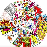Performance Art KEITH HARING Sticker Pack of 50 Stickers - The Office Stickers for Laptops, The Office Stickers for Laptops, The Office Laptop Stickers, Funny Stickers for Laptops, Computers, Hydro Fl