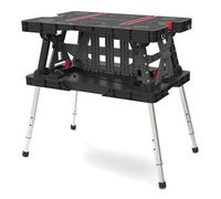 Keter Folding Compact Adjustable Workbench Sawhorse Work Table with Clamps 700 lb Capacity